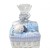 WHITE Wicker Storage Basket BLUE GINGHAM Lining - 24x18x12cm