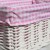 WHITE Wicker Storage Basket PINK GINGHAM Lining - 35x24x12cm high