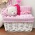 WHITE Wicker Storage Basket PINK GINGHAM Lining - 24x18x12cm