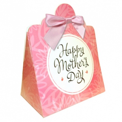 Triangle Gift Boxes with Mini Bows - LARGE FLOWERS/PINK BOWS (pk10)