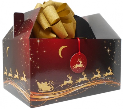 Giant Gable Gift Box Kit - (35x24x18cm) RED/GOLD REINDEER & GOLD Accessories