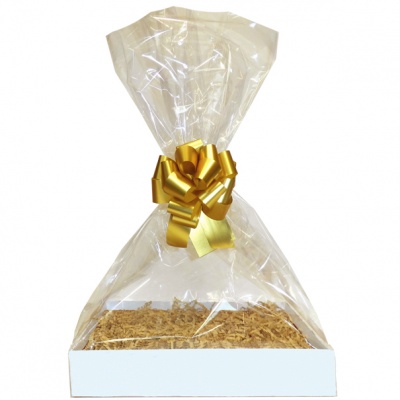 Complete Gift Basket Kit - (Small) WHITE EASY FOLD TRAY/GOLD ACCESSORIES