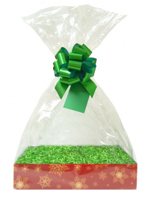 Complete Gift Basket Kit - (Medium) SNOWFLAKE EASY FOLD TRAY / GREEN ACCESSORIES