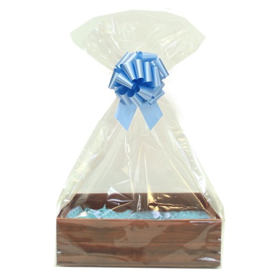 Complete Gift Basket Kit - 41cm WOODEN CRATE FOLD-UP TRAY / BLUE ACCESSORIES