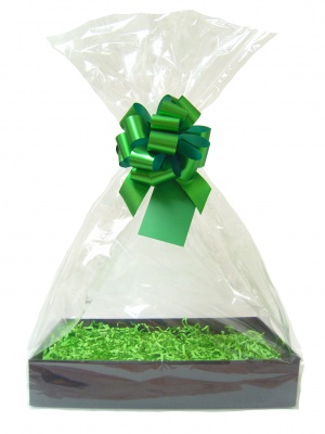 Complete Gift Basket Kit - (Large) BLACK EASY FOLD TRAY / GREEN ACCESSORIES