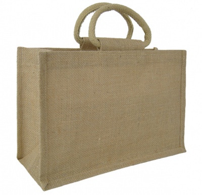 LARGE Open Jute Bag with Cotton Corded Handles - 35x15x25cm high - NATURAL