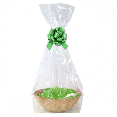 Complete Gift Basket Kit - (23cm diameter) BAMBOO MEDIUM ROUND / GREEN ACCESSORIES