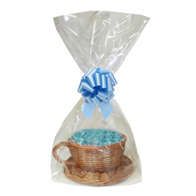 Gift Basket Kit - WICKER CUP & SAUCER / BLUE ACCESSORIES