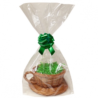 Gift Basket Kit - WICKER CUP & SAUCER / GREEN ACCESSORIES