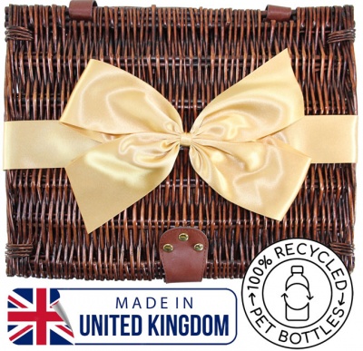 Eco-Friendly Hand-Tied 24cm Satin Bow on Ribbon - GOLD