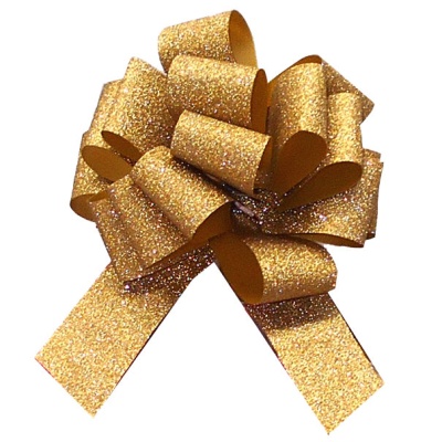 Pull Bows - 50mm - GLITTER GOLD (pk10)