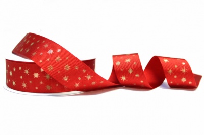 Grosgrain Ribbon - 25mm x 20m - STARS RED